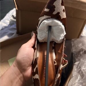 Steve Madden NITRO Brown and Cream Cow Print Pointed Toe  heels